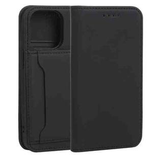 For iPhone 13 Pro Strong Magnetism Shockproof Horizontal Flip Liquid Feel Leather Case with Holder & Card Slots & Wallet (Black)