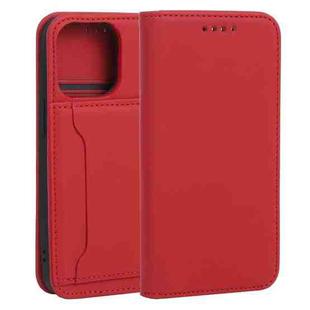 For iPhone 13 Pro Strong Magnetism Shockproof Horizontal Flip Liquid Feel Leather Case with Holder & Card Slots & Wallet (Red)