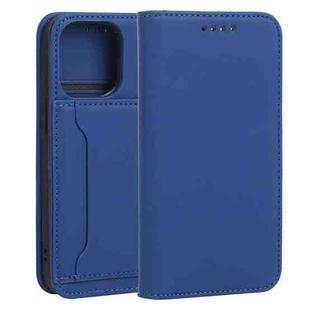 For iPhone 13 Pro Strong Magnetism Shockproof Horizontal Flip Liquid Feel Leather Case with Holder & Card Slots & Wallet (Blue)