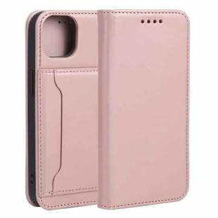 For iPhone 13 Strong Magnetism Shockproof Horizontal Flip Liquid Feel Leather Case with Holder & Card Slots & Wallet(Rose Gold)