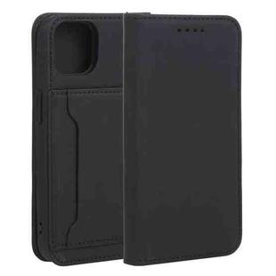 For iPhone 13 Strong Magnetism Shockproof Horizontal Flip Liquid Feel Leather Case with Holder & Card Slots & Wallet(Black)