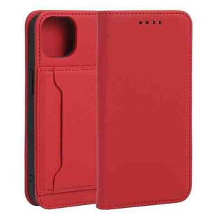For iPhone 13 Strong Magnetism Shockproof Horizontal Flip Liquid Feel Leather Case with Holder & Card Slots & Wallet(Red)