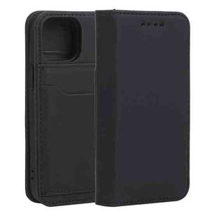 For iPhone 13 Strong Magnetism Shockproof Horizontal Flip Liquid Feel Leather Case with Holder & Card Slots & Wallet mini(Black)