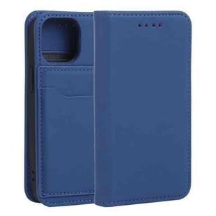 For iPhone 13 Strong Magnetism Shockproof Horizontal Flip Liquid Feel Leather Case with Holder & Card Slots & Wallet mini(Blue)