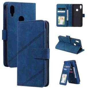 For Xiaomi Redmi Note 7 Skin Feel Business Horizontal Flip PU Leather Case with Holder & Multi-Card Slots & Wallet & Lanyard & Photo Frame(Blue)
