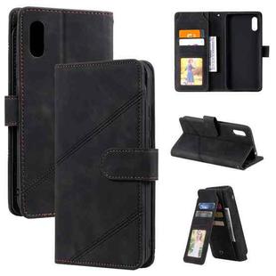 For Xiaomi Redmi 9A Skin Feel Business Horizontal Flip PU Leather Case with Holder & Multi-Card Slots & Wallet & Lanyard & Photo Frame(Black)