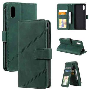 For Xiaomi Redmi 9A Skin Feel Business Horizontal Flip PU Leather Case with Holder & Multi-Card Slots & Wallet & Lanyard & Photo Frame(Green)