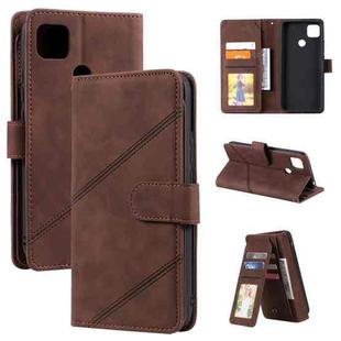 For Xiaomi Redmi 9C Skin Feel Business Horizontal Flip PU Leather Case with Holder & Multi-Card Slots & Wallet & Lanyard & Photo Frame(Brown)