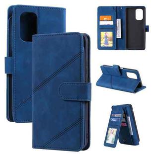 For Xiaomi Redmi K40 / K40 Pro Skin Feel Business Horizontal Flip PU Leather Case with Holder & Multi-Card Slots & Wallet & Lanyard & Photo Frame(Blue)