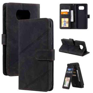 For Xiaomi Poco X3 NFC Skin Feel Business Horizontal Flip PU Leather Case with Holder & Multi-Card Slots & Wallet & Lanyard & Photo Frame(Black)