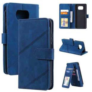 For Xiaomi Poco X3 NFC Skin Feel Business Horizontal Flip PU Leather Case with Holder & Multi-Card Slots & Wallet & Lanyard & Photo Frame(Blue)