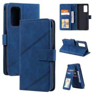 For Xiaomi Mi 10T 5G Skin Feel Business Horizontal Flip PU Leather Case with Holder & Multi-Card Slots & Wallet & Lanyard & Photo Frame(Blue)