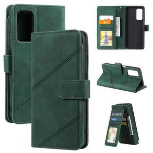 For Xiaomi Mi 10T 5G Skin Feel Business Horizontal Flip PU Leather Case with Holder & Multi-Card Slots & Wallet & Lanyard & Photo Frame(Green)