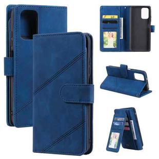 For Xiaomi Redmi Note 10 Skin Feel Business Horizontal Flip PU Leather Case with Holder & Multi-Card Slots & Wallet & Lanyard & Photo Frame(Blue)