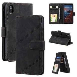 For Xiaomi Redmi 7A Skin Feel Business Horizontal Flip PU Leather Case with Holder & Multi-Card Slots & Wallet & Lanyard & Photo Frame(Black)
