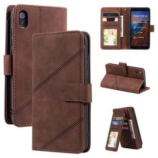 For Xiaomi Redmi 7A Skin Feel Business Horizontal Flip PU Leather Case with Holder & Multi-Card Slots & Wallet & Lanyard & Photo Frame(Brown)