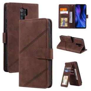 For Xiaomi Redmi 9 Skin Feel Business Horizontal Flip PU Leather Case with Holder & Multi-Card Slots & Wallet & Lanyard & Photo Frame(Brown)