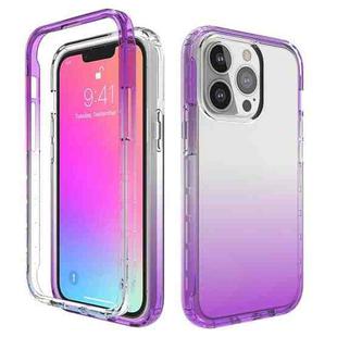 For iPhone 13 Shockproof High Transparency Two-color Gradual Change PC+TPU Candy Colors Protective Case(Purple)