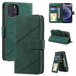 For iPhone 12 mini Skin Feel Business Horizontal Flip PU Leather Case with Holder & Multi-Card Slots & Wallet & Lanyard & Photo Frame (Green)