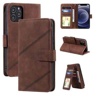 For iPhone 12 mini Skin Feel Business Horizontal Flip PU Leather Case with Holder & Multi-Card Slots & Wallet & Lanyard & Photo Frame (Brown)