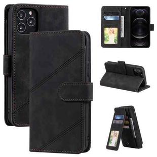 For iPhone 12 / 12 Pro Skin Feel Business Horizontal Flip PU Leather Case with Holder & Multi-Card Slots & Wallet & Lanyard & Photo Frame(Black)