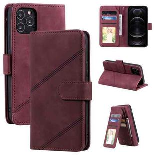 For iPhone 12 / 12 Pro Skin Feel Business Horizontal Flip PU Leather Case with Holder & Multi-Card Slots & Wallet & Lanyard & Photo Frame(Red)