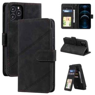For iPhone 12 Pro Max Skin Feel Business Horizontal Flip PU Leather Case with Holder & Multi-Card Slots & Wallet & Lanyard & Photo Frame(Black)