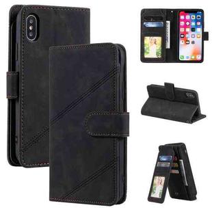 For iPhone X / XS Skin Feel Business Horizontal Flip PU Leather Case with Holder & Multi-Card Slots & Wallet & Lanyard & Photo Frame(Black)