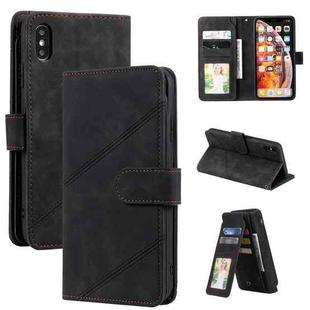 For iPhone XS Max Skin Feel Business Horizontal Flip PU Leather Case with Holder & Multi-Card Slots & Wallet & Lanyard & Photo Frame(Black)