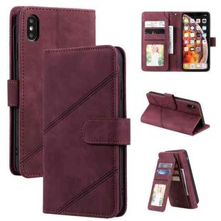 For iPhone XS Max Skin Feel Business Horizontal Flip PU Leather Case with Holder & Multi-Card Slots & Wallet & Lanyard & Photo Frame(Red)
