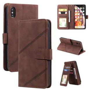 For iPhone XS Max Skin Feel Business Horizontal Flip PU Leather Case with Holder & Multi-Card Slots & Wallet & Lanyard & Photo Frame(Brown)