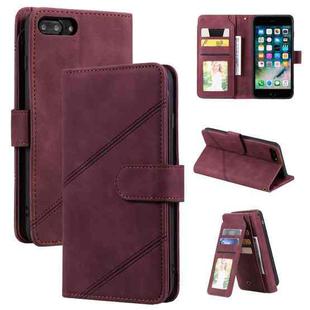 Skin Feel Business Horizontal Flip PU Leather Case with Holder & Multi-Card Slots & Wallet & Lanyard & Photo Frame For iPhone 8 Plus / 7 Plus(Red)