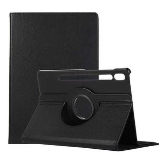 For Samsung Galaxy Tab S7 FE T730 Litchi Texture Horizontal Flip 360 Degrees Rotation Leather Case with Holder(Black)