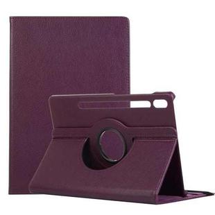 For Samsung Galaxy Tab S7 FE T730 Litchi Texture Horizontal Flip 360 Degrees Rotation Leather Case with Holder(Purple)