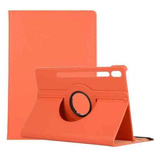 For Samsung Galaxy Tab S7 FE T730 Litchi Texture Horizontal Flip 360 Degrees Rotation Leather Case with Holder(Orange)