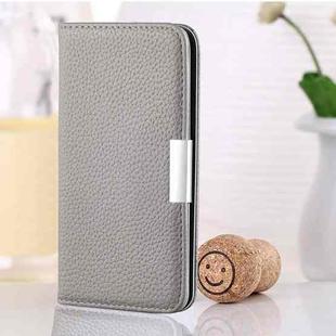 For iPhone 13 Litchi Texture Horizontal Flip Leather Case with Holder & Card Slots(Grey)