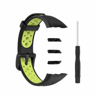 For Huawei Band 6 / Honor Band 6 Universal Two-color Breathable Silicone Watch Band(Black Green)
