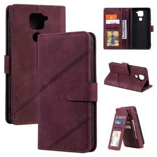 For Xiaomi Redmi Note 9 Skin Feel Business Horizontal Flip PU Leather Case with Holder & Multi-Card Slots & Wallet & Lanyard & Photo Frame(Red)