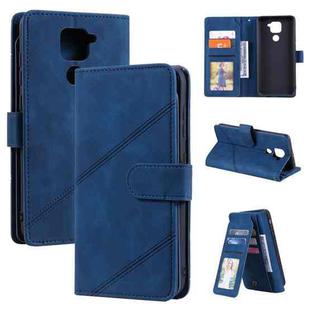 For Xiaomi Redmi Note 9 Skin Feel Business Horizontal Flip PU Leather Case with Holder & Multi-Card Slots & Wallet & Lanyard & Photo Frame(Blue)