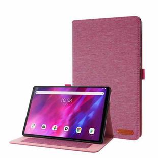 For Lenovo Tab K10 Fabric Texture Horizontal Flip TPU Leather Case with Holder(Red Wine)