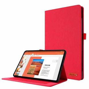 For Huawei MatePad 11 2021 Fabric Texture Horizontal Flip TPU Leather Case with Holder(Red)