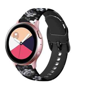 For Samsung Galaxy Watch 42mm Silicone Printing Watch Band(Black Grey Flower)