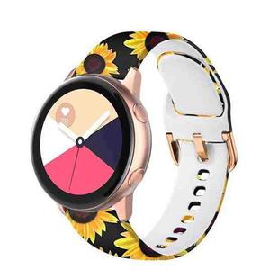 For Samsung Galaxy Watch 42mm Silicone Printing Watch Band(Black Sunflower)