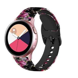 For Samsung Galaxy Watch 46mm Silicone Printing Watch Band(Black Pink Flower)