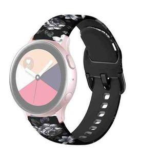 For Samsung Galaxy Watch 46mm Silicone Printing Watch Band(Black Grey Flower)