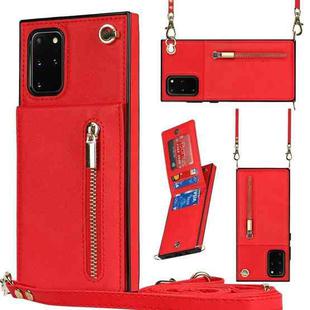 For Samsung Galaxy S20+ Cross-body Zipper Square TPU+PU Back Cover Case with Holder & Card Slots & Wallet & Strap(Red)