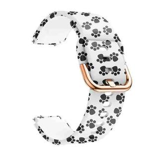 For Xiaomi Haylou LS01 Silicone Printing Watch Band(White Paw Print)