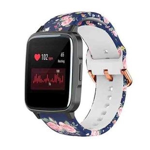 For Xiaomi Haylou LS01 Silicone Printing Watch Band(Blue Pink Rose)