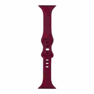 Slimming 8-buckle Silicone Watch Band For Apple Watch Series 9&8&7 41mm / SE 3&SE 2&6&SE&5&4 40mm / 3&2&1 38mm(Wine Red)
