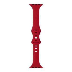 Slimming 8-buckle Silicone Watch Band For Apple Watch Ultra 49mm / Series 8&7 45mm / SE 2&6&SE&5&4 44mm / 3&2&1 42mm(Red)